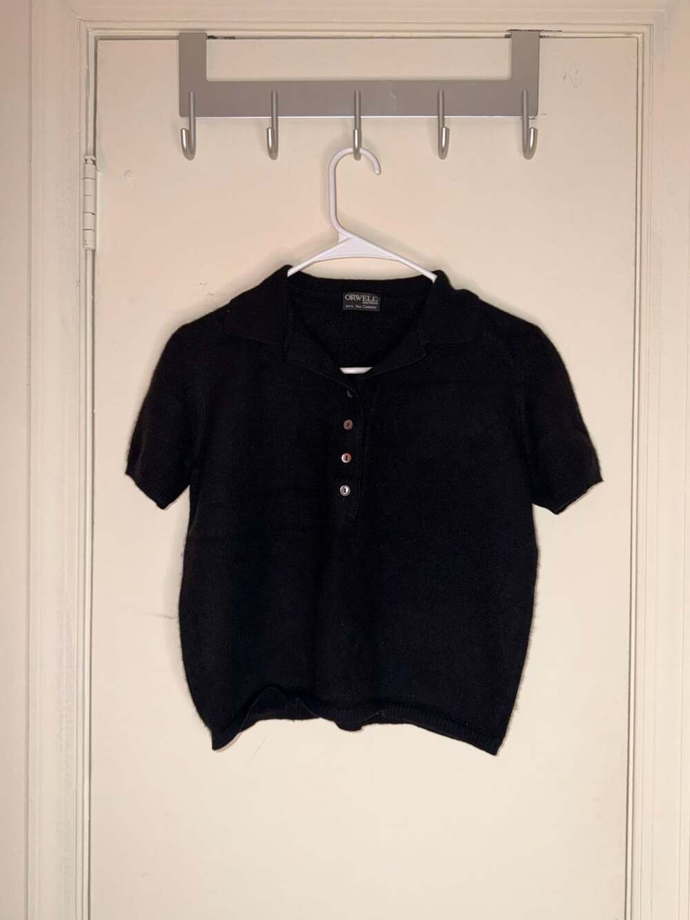 Orwell Knitwear Black 100% Cashmere Polo Shirt